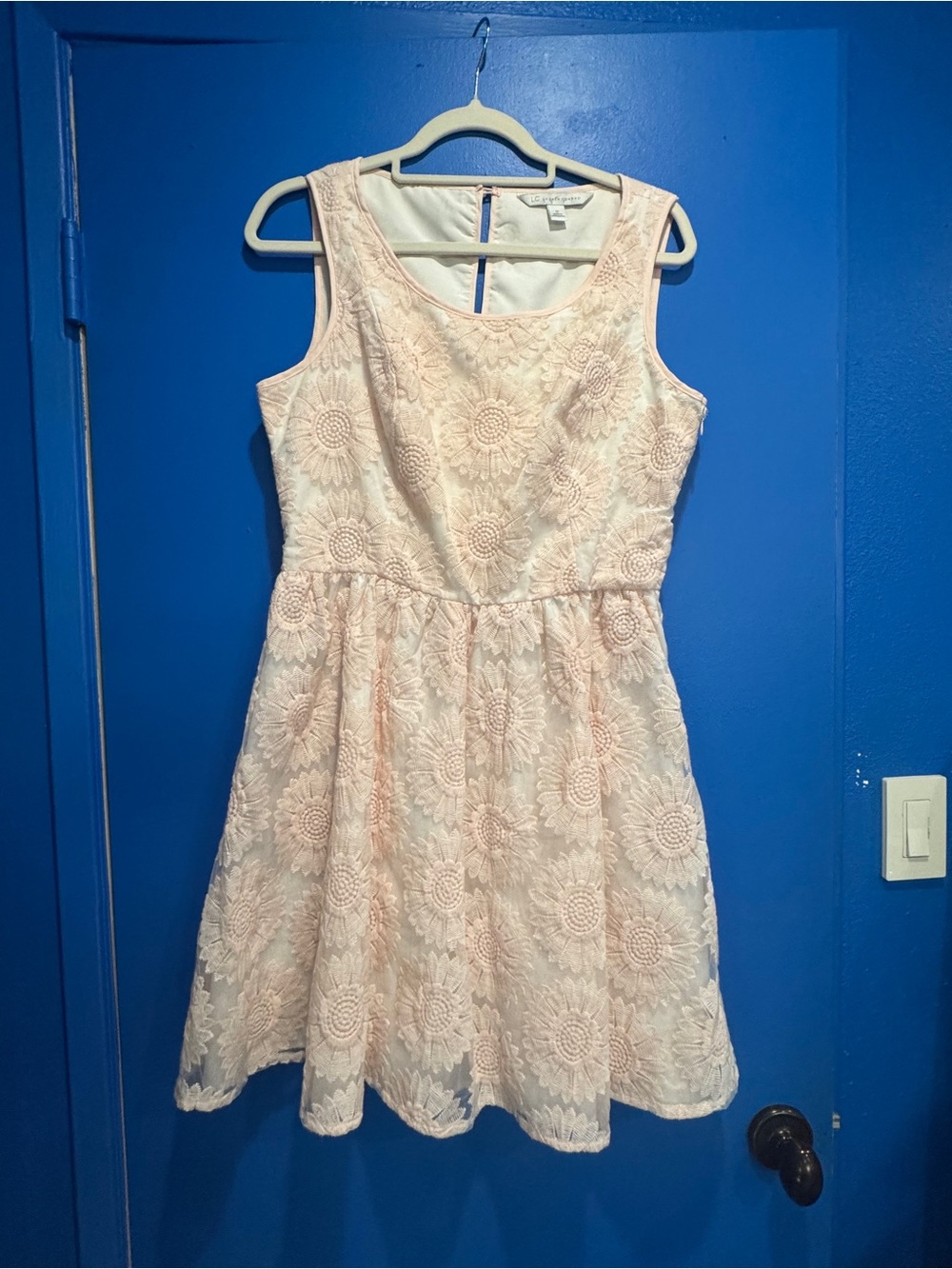LC Lauren Conrad Pale Pink Lace Midi Dress